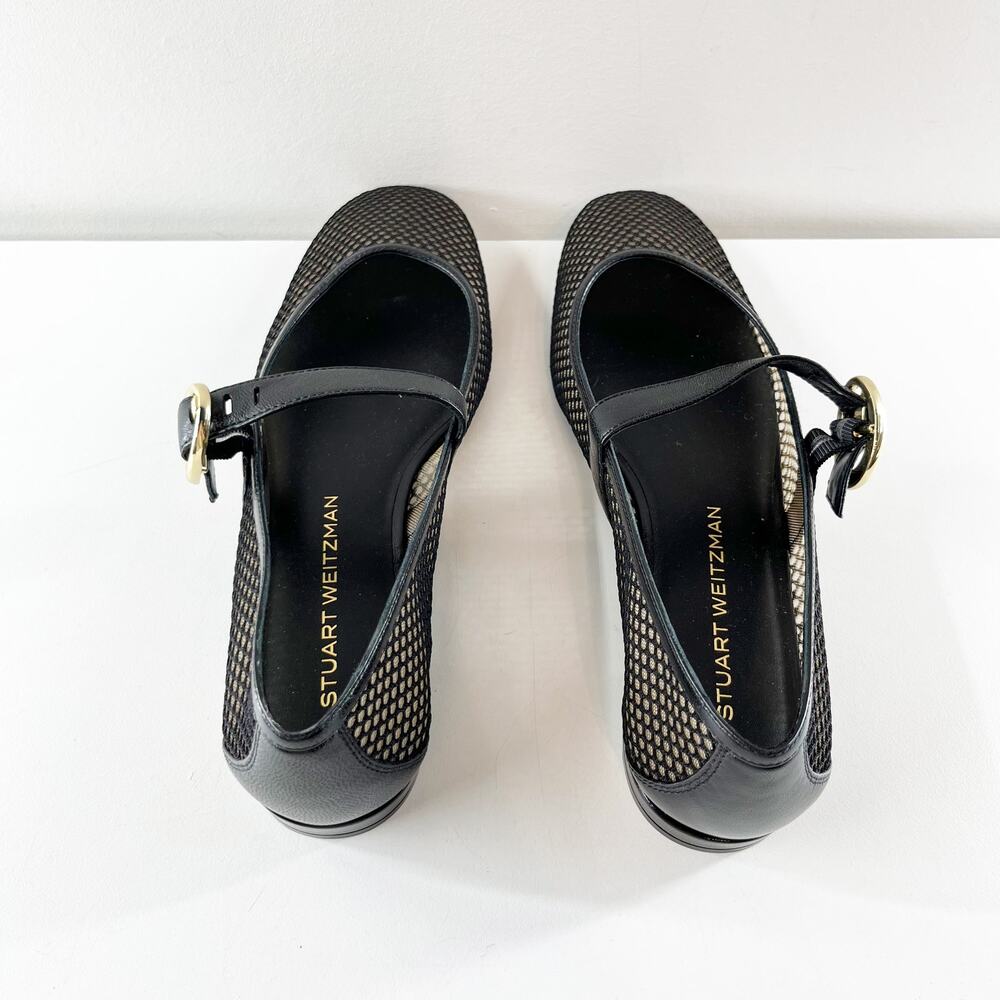 Stuart Weitzman Arabella Mesh Mary Jane Ballet Flats Black 9.5 - Picture 8 of 10